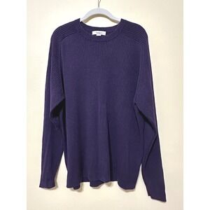 Turnbury Silk‎ Cotton Sweater Ribbed Knit Crew Neck Pullover Plum Purple XL
